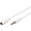 Goobay 62359 Prolunga Audio e Cuffie AUX, 4 Pin da 3.5mm Slim, CU, Bianca, 0.5m Lunghezza del Cavo