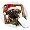 Generic Tappetino per mouse con cane carlino natalizio, decorazione per le vacanze, tappetino per mouse in gomma antiscivolo lavabile, tappetino per mouse da gioco per casa e ufficio, computer portatile