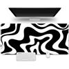 Treer Tappetino Mouse, Tappetino Mouse XXL/XL/L, Tappetino Mouse Gaming con Base Gomma Antiscivolo e Bordi Cuciti, Mouse Pad Stile di Moda Semplice, per Ufficio e Casa (nero bianco,800x300mm)