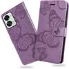 DENDICO Cover per OnePlus Nord 2T 5G, Portafoglio Custodia in PU Pelle per OnePlus Nord 2T 5G, Antiurto Cover a Libro con Slot per Carte, Viola