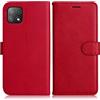 DENDICO Cover per Galaxy A22 5G, Premium Portafoglio PU Custodia in PU Pelle, Flip Libro TPU Bumper Caso per Samsung Galaxy A22 5G, Rosso