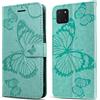 DENDICO Cover per Galaxy Note 10 Lite/Galaxy A81 / Galaxy M60S, Portafoglio Custodia in PU Pelle per Samsung Galaxy Note 10 Lite, Antiurto Cover a Libro con Slot per Carte, Verde