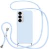 Jrkvniv Cover con Cordino per Samsung Galaxy S25 FE, Custodia con Laccio Collana Tracolla Collo Silicone Antiurto TPU Opaca Protettiva Case per Samsung S25 FE 6.7,Blu
