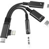 HOYULLI Adattatore USB C OTG da Lightning a USB C, jack AUX da 3,5 mm, cavo audio di ricarica tipo C, presa DAC per iPhone 17, 16, 15, 14, 13 Pro Max, compatibile con Samsung Galaxy S25 Ultra Charge