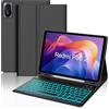IVEOPPE Tastiera per Xiaomi Redmi Pad 2/ Remi SE 11, Cover con Tastiera Rimovibile, Keyboard Italiano QWERTY 7 Colori Illuminato, Custodia con Portapenna, Nero