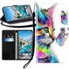 Sunrive Cover compatibile con OPPO A40m / OPPO A40, Custodia con supporto di stand e in Pelle artificiale per carte di credito Portafoglio Flip Chiusura Magnetica bumper(Gatto farfalla B1)