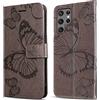 DENDICO Cover per Galaxy S22 Ultra, Portafoglio Custodia in PU Pelle per Samsung Galaxy S22 Ultra, Antiurto Cover a Libro con Slot per Carte, Grigio