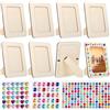 TTYSHIP® 8 Pezzi Portafoto Fai Da Te bambini, 19x14cm Cornice per Foto Fai Da Te con Pietre Glitter Autoadesive, Cornice per Foto Fai Da Te in Legno per Artigianato