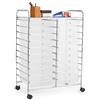 COSTWAY Carrello di Stoccaggio con 20 Cassetti, Carrello portaoggetti con 4 Ruote, Carrello Multiuso per Scuola Ufficio Cucina, 64 x 39 x 88 cm (Trasparente)