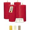 Wachsmann Candele a colonna Wachsmann Pasqua, set da 4, 100% cera d'api, arrotolate a mano, prodotte in Germania, candele di miele con 6 ore di combustione ciascuna