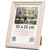 3-B Cornice portafoto Mori - Bianco con venature ottiche del legno - 15 x 21 cm (A5) - Cornice in legno, cornice per documenti con vetro acrilico