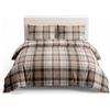 INTRECCI Set di Elegante Copripiumino in Cotone Sacco + Federa/Federe, Parure Sacco Piumone Biancheria Letto più Misure (Set Singolo Sacco + 1 Federa, Scozzese Beige)