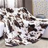 HSEEC Coperta con stampa mucca, in pile di flanella, misura doppia, pelosa, leggera, calda, accogliente, nera, in morbida microfibra, regalo per adulti e tutte le stagioni, 152,4 x 203,2 cm