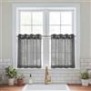 PONY DANCE Tende Corte da Cucina Voile Curtains per Interni Moderne con Anelli Tende Trasparenti con Effetto Lino per Cameretta Bambini 2 Pezzi 140x100 CM, Grigio Scuro