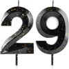 Cxryrzhe Numero 29 candele per 29° compleanno 3D nero oro Happy Birthday Candle cera di alta qualità e design 3D diamante decorazione per torta per feste, matrimoni, anniversari, celebrazioni