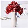 Tutoy 7Pcs Artificial Bouquet di Schiuma Glitter Artificiali Fiori Matrimonio Nuziale Partito Decor DIY Rose - Rosso