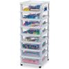Iris Ohyama, Cassettiera in Plastica con Ruote, 8 cassetti compatti, bianco, facile da aprire, per bagno, camera da letto, cassettone, organizzatore, senza BPA, KMC-380