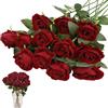 Yuqilin Yuqinlin 12 Pezzi Rose Rosse Finte per Decorazioni Bouquet Fiori Finti di Rosa con Steli Lunghi Rose Finte Realistiche per Matrimoni Feste Decorazioni Interni sterni 50x6cm (Chiaretto)