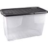 Cristalray Strata Curve - Contenitore grande con coperchio nero, 100 litri, 80 x 40 x 48 cm, trasparente
