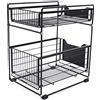 Babeenoo Lavello portaoggetti sotto lavello con 2 ripiani, organizer da cucina con cassetti estensibili, per cucina, armadio, camera da letto, colore: nero