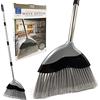 TDBS The Dustpan and Brush Store Scopa morbida per interni con manico lungo 120 cm - Scopa ondulata con spazzola angolata a setole morbide e manico in acciaio inox a 4 sezioni, spazzola per pavimenti per la pulizia di casa e cucina