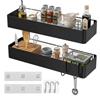Ruikcoll Set di 2 porta spezie per frigorifero, colore nero, ideale per spezie e bottiglie, perfetto per cucina, bagno, balcone, armadietto o montaggio a parete con ganci (nero)