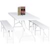 Relaxdays Tavolo da Birreria con Panche, Set da Giardino, Panchine e Tavolino 180 cm Pieghevoli, Aspetto Legno, Bianco