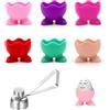 Ginddy Portauovo alla Coque,6 PCS Portauova in Silicone Colorato con 1 Apriuova in Acciaio Inox Portauova Sode e alla Coque per la Colazione in Cucina, Pasqua, Impilabile, Bbase Antiscivolo
