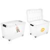 AKITAInk Contenitore Box con Ruote 40L e Coperchio - 39x36x27,4 cm - Magic 4 Aperture- Scatola Portaoggetti in Polipropilene Resistente, per Casa, Ufficio e Garage, Made in Italy (TRASPARENTE, 40 L)