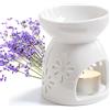 Fizleca Lampada profumata per oli essenziali, lampada aromatica in ceramica con portacandela e motivo floreale, diffusore di oli profumati, diffusore di aromi per un'atmosfera rilassante, 9,5 x 7,5 x 5,3 cm