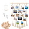 PENRUNKA Cornici Foto Multiple Parete con 30 Clip Legno, Corde Regolabili e 2 Chiodi Senza LasciareTraccia, Portafoto Stile Bohémien per Decorazioni DIY Corridoio, Camera Letto, Salotto & Dormitorio Studenti