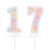 EAKE Candela per 17° compleanno, macaron glitterata, 3D, color pastello, numero 17, candele per torte di compleanno, ragazze, donne, tema dolce, compleanno, matrimonio, anniversario, festa
