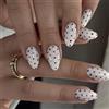 BelleFlair 24 unghie finte adesive a mandorla medie, graziose unghie finte con motivo a pois, lunga tenuta senza distacchi, lucide, adesive copertura totale per un look alla moda pois (Style C)