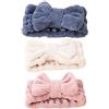 FRCOLOR 3Pcs per capelli Bowtie in corallo estrema morbida ultra assorbente, comfort per il trucco Wash Spa per capelli facciale doccia yoga per ragazze e donne (blu rosa bianco)