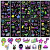ZYHDFH 10 Fogli Party Fluo Tatuaggi,Tatuaggi Luminosi Fosforescente,UV Neon Corpo Viso Tatuaggio Adesivi,Decorazioni luminose per feste, regali divertenti per compleanni