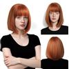 SAIIURV Arancione Parrucca Bob per Donne Ragazza, 12 Pollice/30 cm Lisci Parrucca Sintetico Auburn con Flat Frange Corto Colorato Bob per Costume Cosplay Halloween Festa (Arancione)