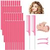 QINERSAW 40 Pz Bigodini Flessibili Bigodini Morbidi 24CM Bastoncini per Capelli in Morbida Schiuma Senza Calore Arricciacapelli Flessibili Bigodini per Capelli Lunghi (2 Pettini +2 Clip+ 1 Tornante)