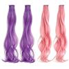 BSITSSS 8 Pezzi Extension Capelli Veri Clip, 55cm Lungo Rosa e Viola Extension Capelli Clip, Hair Extensions Ciocche Capellis con Clip per Donna Ragazze Festival Feste Cosplay