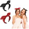 Ferizzia 2 Fasce per Capelli con Fiocco da Donna, Larghe a Pois, Fascia Annodata, Stile Vintage, Fasce Capelli in Nero, Rosso, per Eventi Rock, Feste, Donne e Ragazze