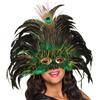 Boland 00265 - Maschera per occhi da regina dei pavoni, maschera per il viso con paillettes, piume e orpelli, costume, carnevale, festa a tema, ballo in maschera