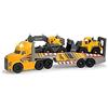 Dickie Toys Volvo Heavy Mack 203729012 - Camion grande con 2 veicoli Volvo su rimorchio, escavatore e pale gommate, rimorchio per disaccoppiamento, luce e suono, batterie incluse 70 cm, colore: Giallo