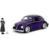 Jada Toys - Wednesday Volkswagen Beetle, 253255076, +8 anni, in scala 1:24, die-cast, incluso personaggio di Mercoledì e mano