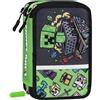 Franco Cosimo Panini MINECRAFT - Astuccio Scuola Ufficiale Minecraft, Astuccio 3 Scomparti Bambini e Ragazzi con Set Cancelleria Incluso, 5 Etichette Adesive Portanome e Pratica Chiusura a Zip, 13x20Hx7 cm