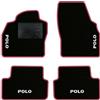QUEMAR Tappetini Auto per Polo VI dal 2017, Bordo Fucsia, 4 Ricami | AW1 - AE1 / Kit Tappeti Moquette e Gomma su Misura / Set 2 Anteriori + 2 Posteriori / Ricami e Colori Personalizzati