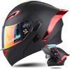 EBAYIN Casco Modulare Moto, Doppia Visiera Lente Antiappannamento, Uomo E Donna, Casco Integrale Flip Up, Casco Modulare Casco Anticollisione Scooter Chopper Omologato ECE(D,S=(55~56cm))
