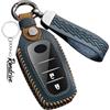 Rondrive Custodia per chiave in pelle adatta per Toyota Yaris 4 GR Cross Hybrid Corolla Kluger CHR BZ4X Land Cruiser Hilux RAV4 2024-2026 Custodia per chiave auto 2/3/4/5 tasti A-blu