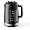 OLEGA Bollitore elettrico: 1800 W con controllo della temperatura, capacità 1,5 l, in acciaio inox, Smart Kettle, ideale per caffè e tè, nero