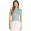 Calvin Klein Donna T-Shirt Maniche Corte Woven Label Rib Tee Slim Fit, Bianco (Brilliant White), XL