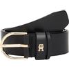 Tommy Hilfiger Donna Cintura Essential Effortless 3,5 cm in Pelle, Nero (Black), 90 cm