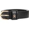 Tommy Hilfiger Donna Cintura Effortless 2,5 cm in Pelle, Nero (Black), 100 cm